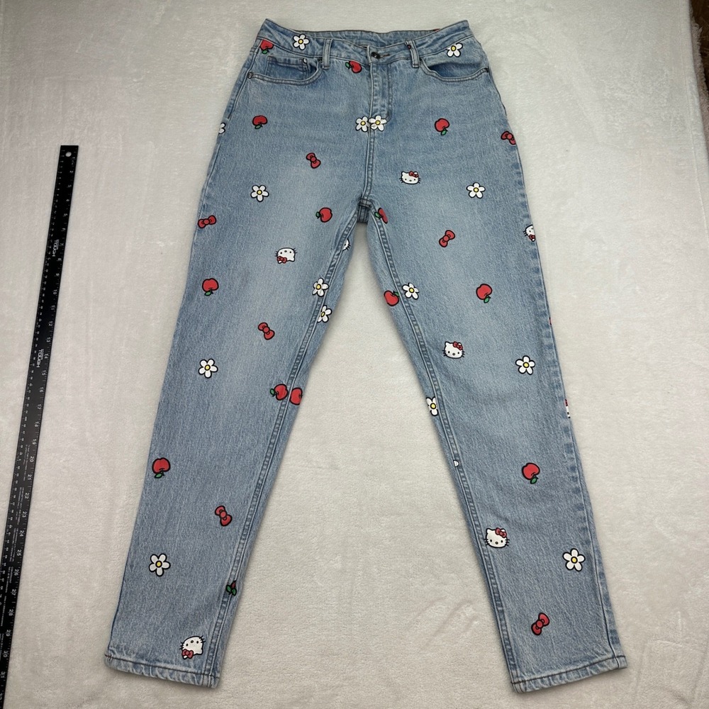 Hello Kitty Jeans Sanrio Apples Flowers Light Wash Denim Womens Size 7